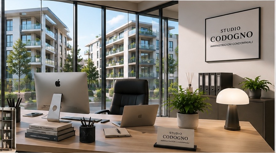 Studio moderno con vista sui condomini